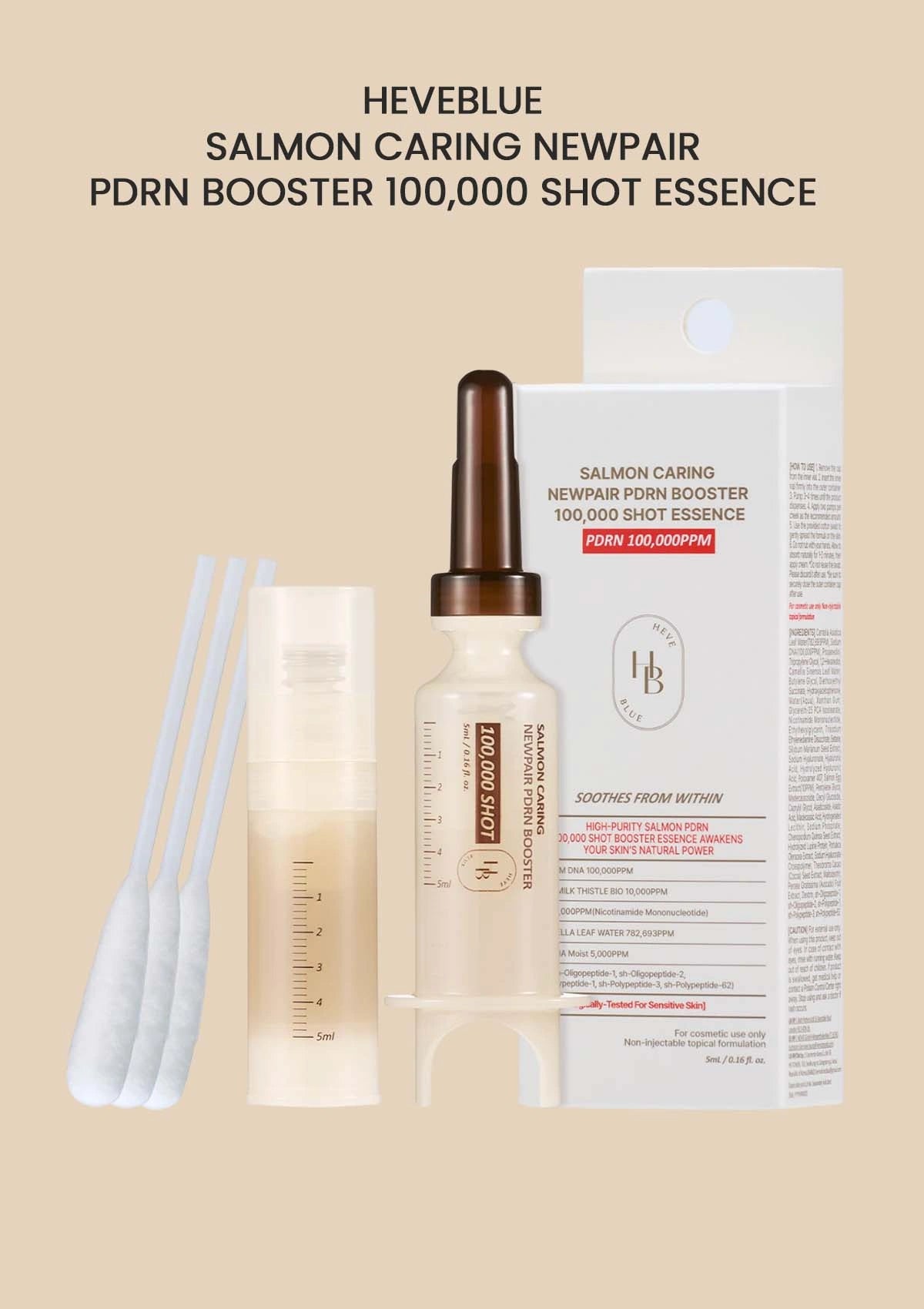HEVEBLUE – Salmon Caring Newpair PDRN Booster 100,000 Shot Essence
