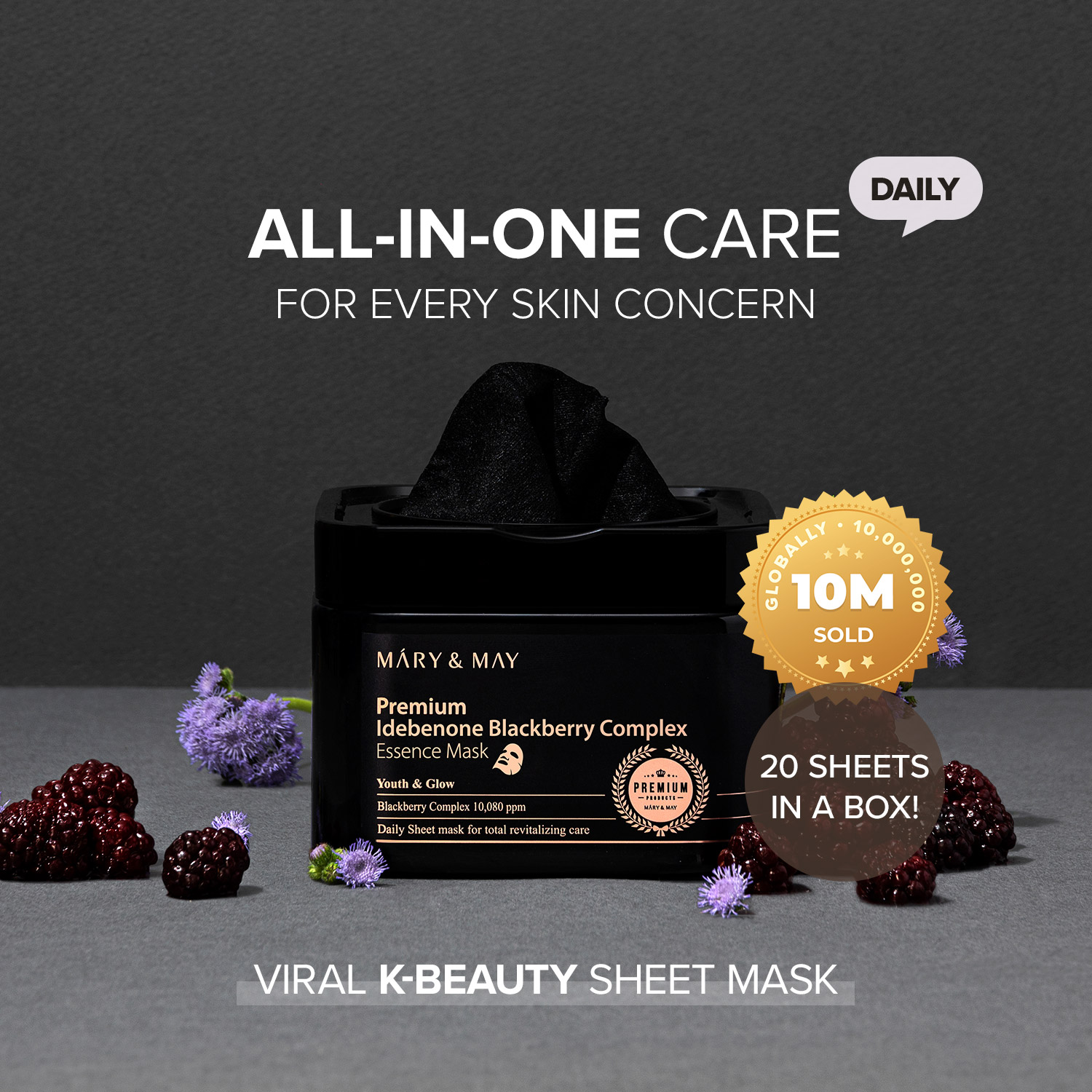 MARY&MAY – Premium Idebenone Blackberry Complex Essence Mask